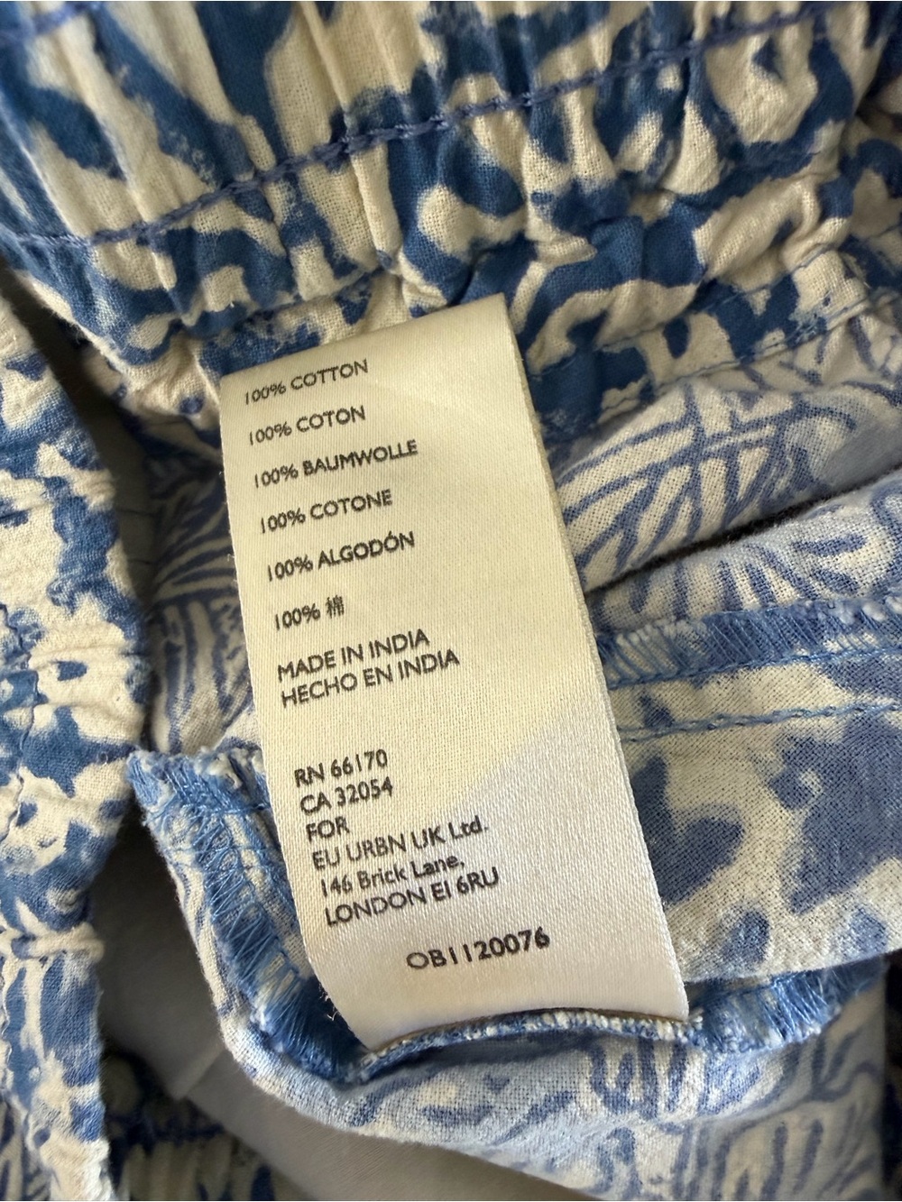 Free People Marfa Nights High-Rise Blue Cotton Printed Pants Size XS - Picture 4 of 5